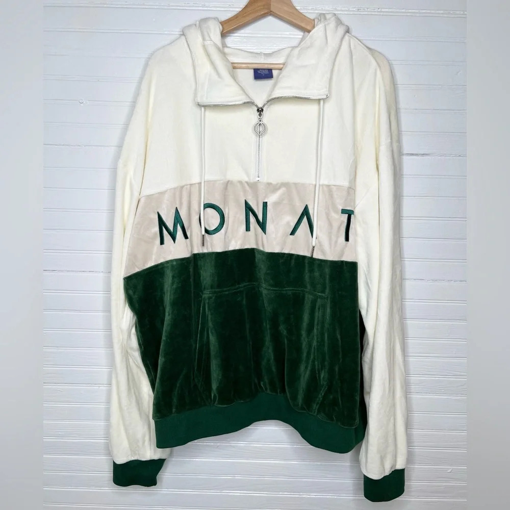 Monat Velour Track Suit Pullover Hoodie  3XL Multicolor 3-Toned Casual
